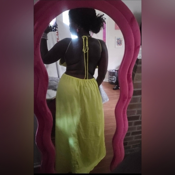 ASOS - Neon Yellow Maxi Slit Dress - Picture 3 of 5